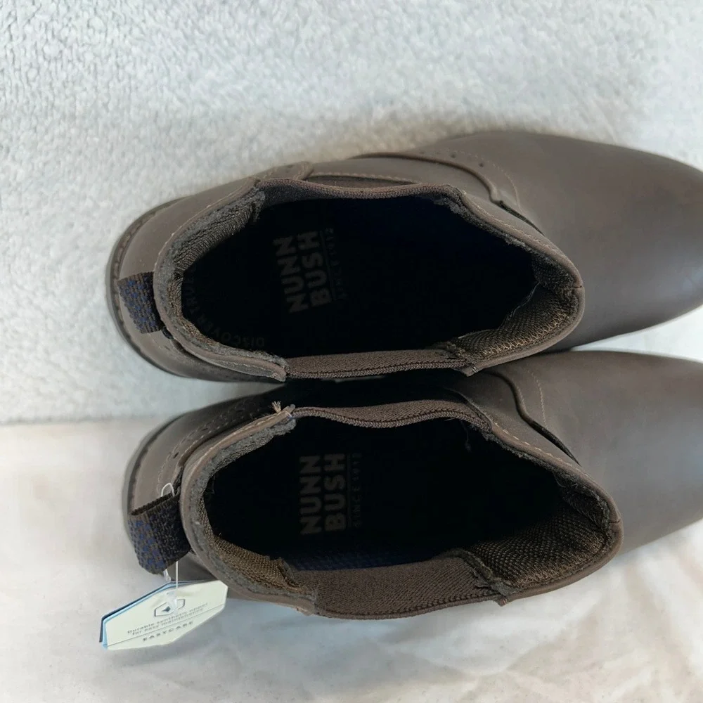 Nunn Bush Mens Dark Brown Leather‎ Chelsea Brogue Lug Sole Boots 11.5 NEW